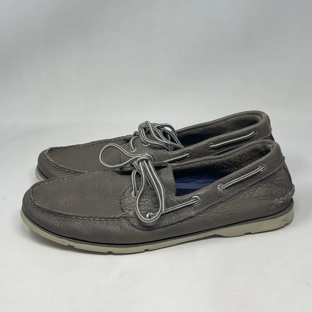 Sperry Top Sider Leeward Boat Shoes Mens 12 M Gray Leather 2 Eye Moccasins